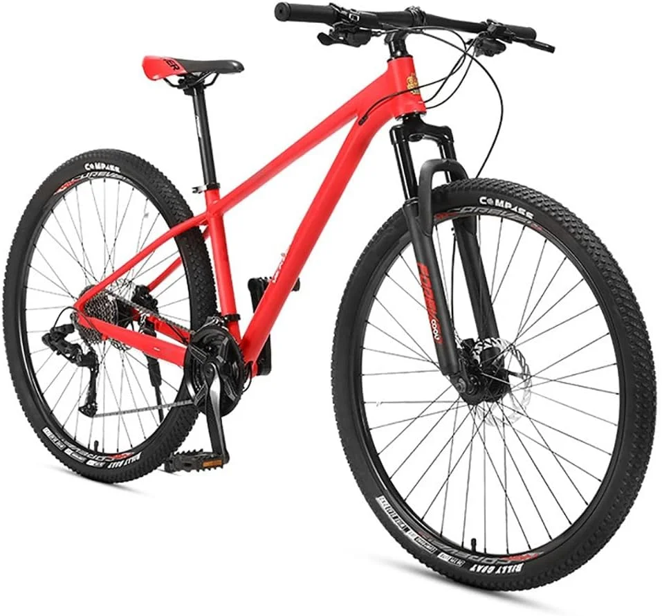 دوچرخه کوهستان 29 اینچی با 27/30 دنده، دارای فریم آلومینیومی و ترمز دیسکی دوبل، سیستم تعلیق جلو، ضد لغزش و جاذب شوک، مناسب برای دوچرخه سواری در فضای باز، جاده، آقایان و بانوان