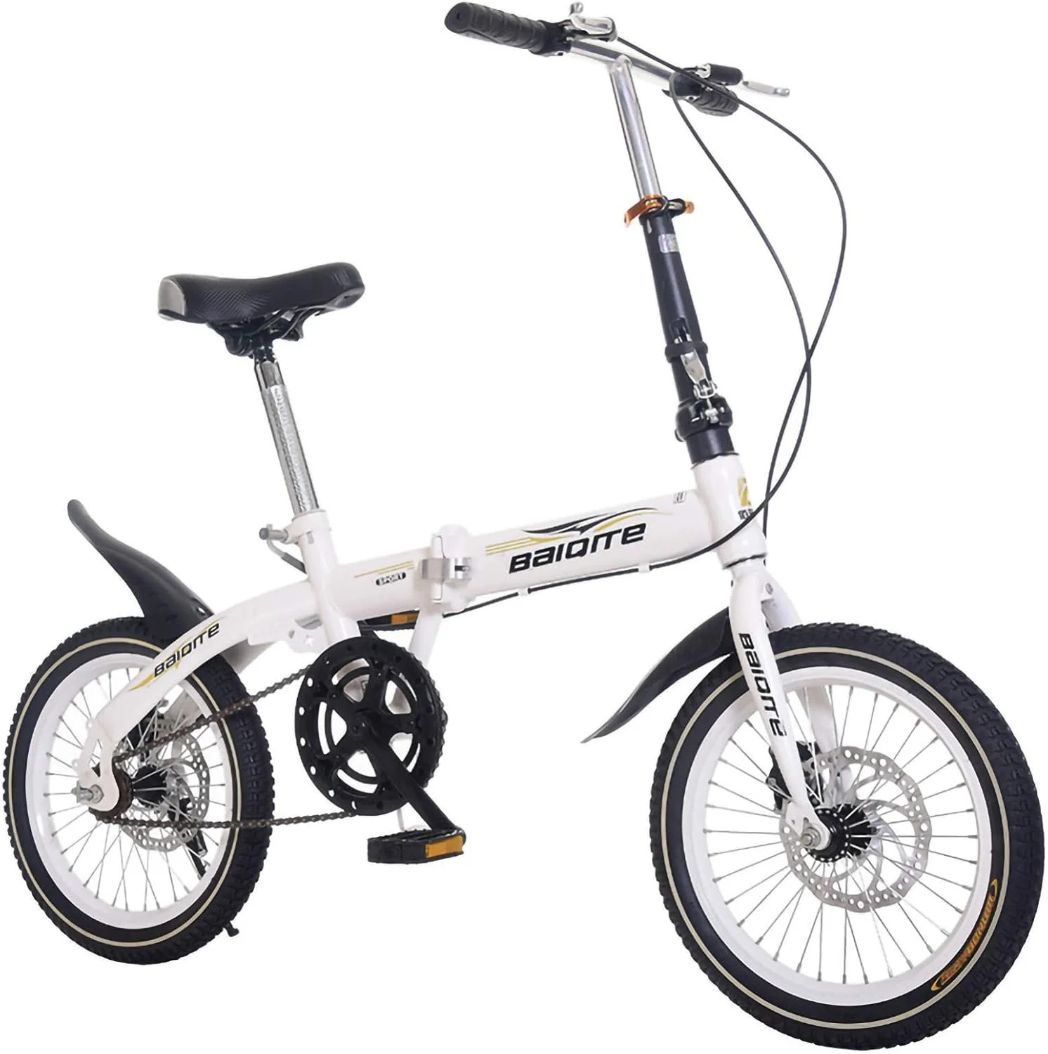 دوچرخه کوهستانی تاشو 14/16/20 اینچی، مینی سبک وزن، ترمزهای دیسکی مکانیکی جلو و عقب/سرعت متغیر، دوچرخه های کمک فنر دار بزرگسالان مردانه و زنانه، سایز 16 اینچ