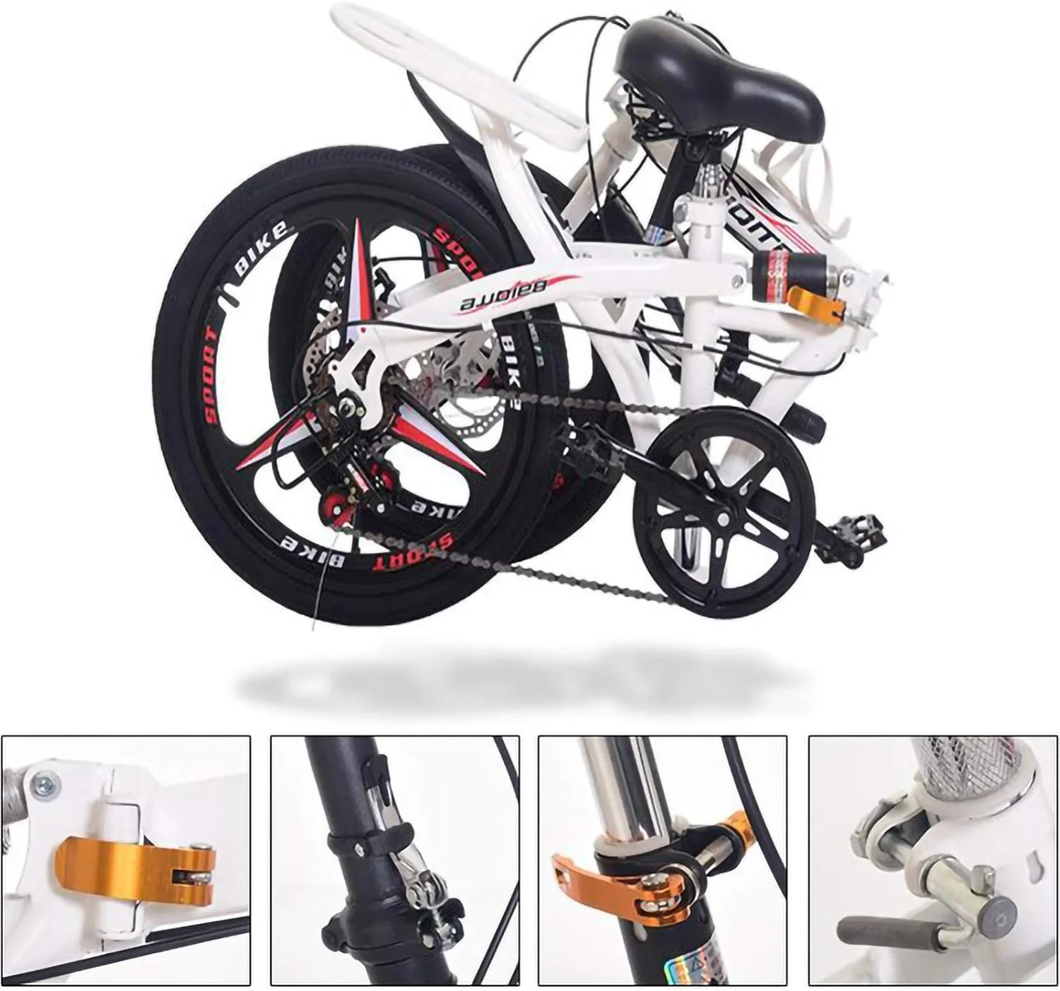 دوچرخه کوهستانی تاشو 14/16/20 اینچی سبک وزن مینی بزرگسال، ترمزهای دیسکی مکانیکی جلو و عقب/سرعت متغیر، دوچرخه های کمک فنردار بزرگسال مردانه و زنانه H 14 اینچ