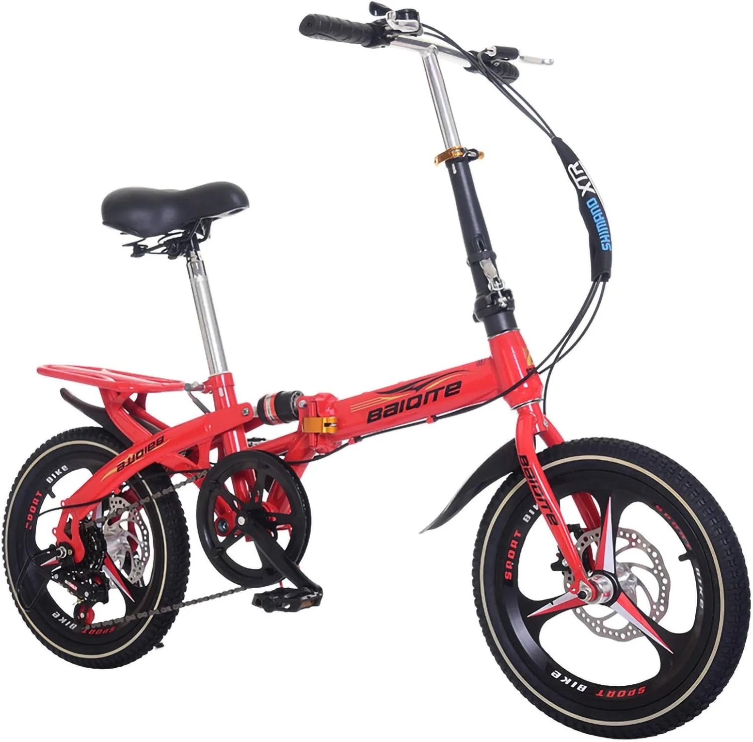 دوچرخه کوهستانی تاشو 14/16/20 اینچی سبک وزن مینی بزرگسال، ترمزهای دیسکی مکانیکی جلو و عقب / سرعت متغیر، دوچرخه های کمک فنردار بزرگسال مردانه و زنانه F 14 اینچ