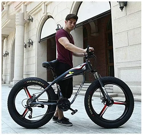 دوچرخه کوهستانی ساحلی سایز 26 اینچ، 24 دنده، بدنه آلیاژ آلومینیوم، دارای سیستم تعلیق جلو و ترمز دیسکی دوبل، مناسب برای آقایان و بانوان، قابل استفاده در محیط های بیرونی، ساحل و کوهستان، رنگ: مشکی