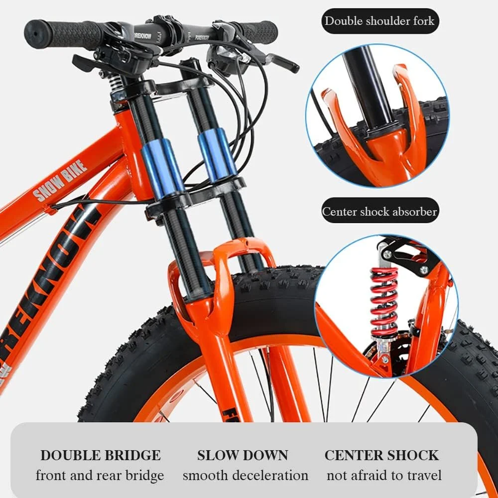 دوچرخه کوهستان چرخ پهن با فریم فولادی کربنی ضخیم 24/26 اینچی، دوچرخه کوهستانی تریل با 7/21/24/27/30 دنده، دوچرخه کوهستان مردانه با سیستم تعلیق دوگانه و ترمز دیسکی دوگانه