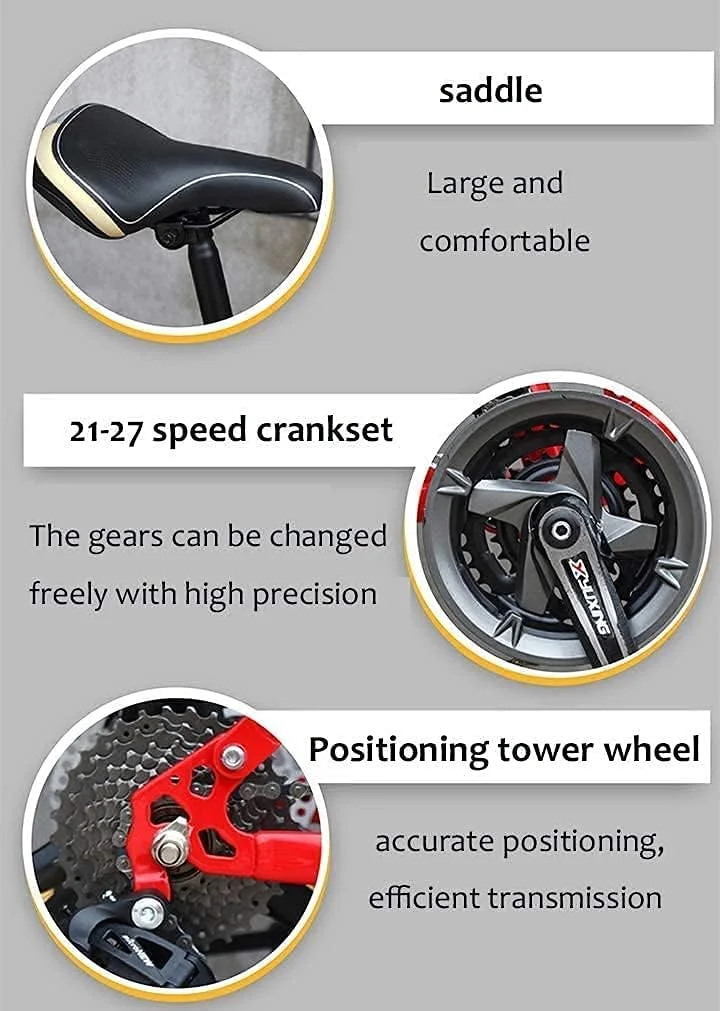 دوچرخه کوهستان ۲۶ اینچ با لاستیک پهن، بدنه دوشاخ کمک فنر دار و سیستم تعلیق دوگانه مناسب تمام سطوح، رنگ فیروزه ای، ۵ چرخ - ۲۱ دنده (۳ چرخ سفید، ۲۷ دنده)