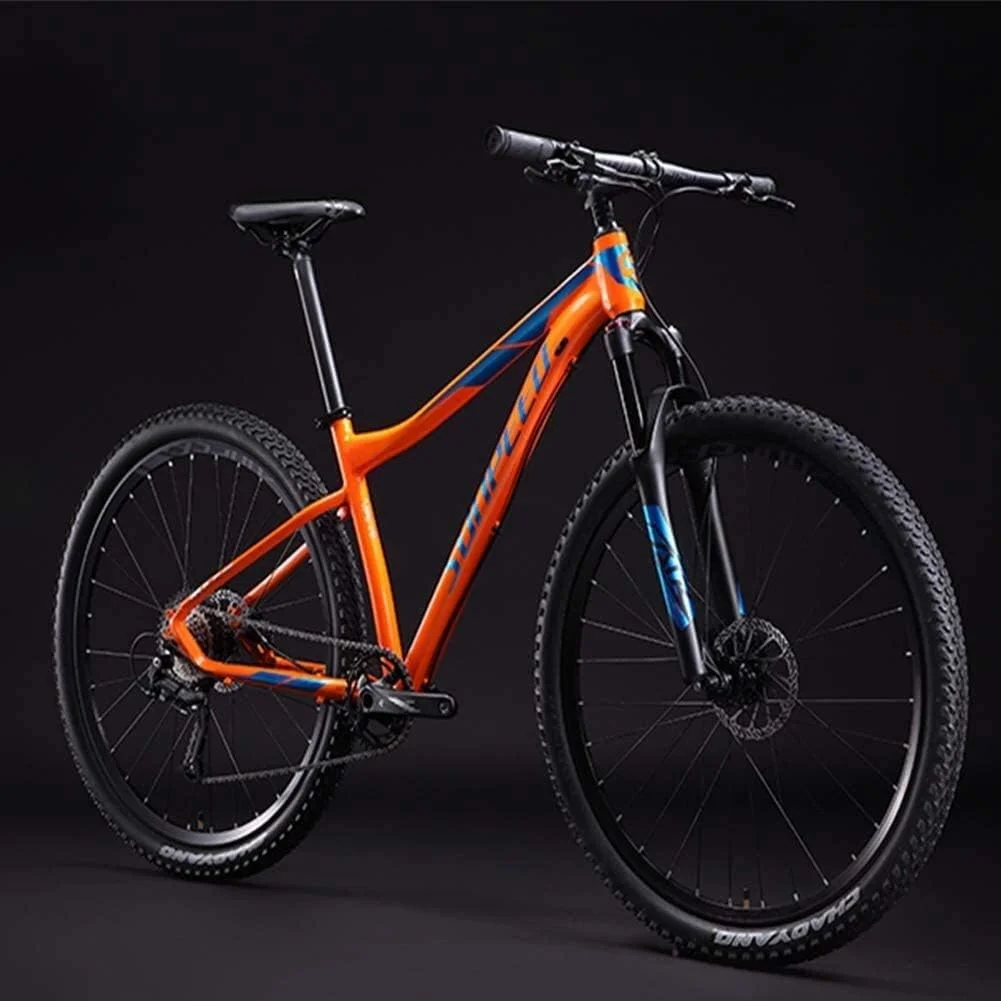 دوچرخه کوهستان 9 سرعته بزرگسال با چرخ‌های بزرگ، بدنه آلومینیومی، سیستم تعلیق جلو، مناسب مسیرهای کوهستانی