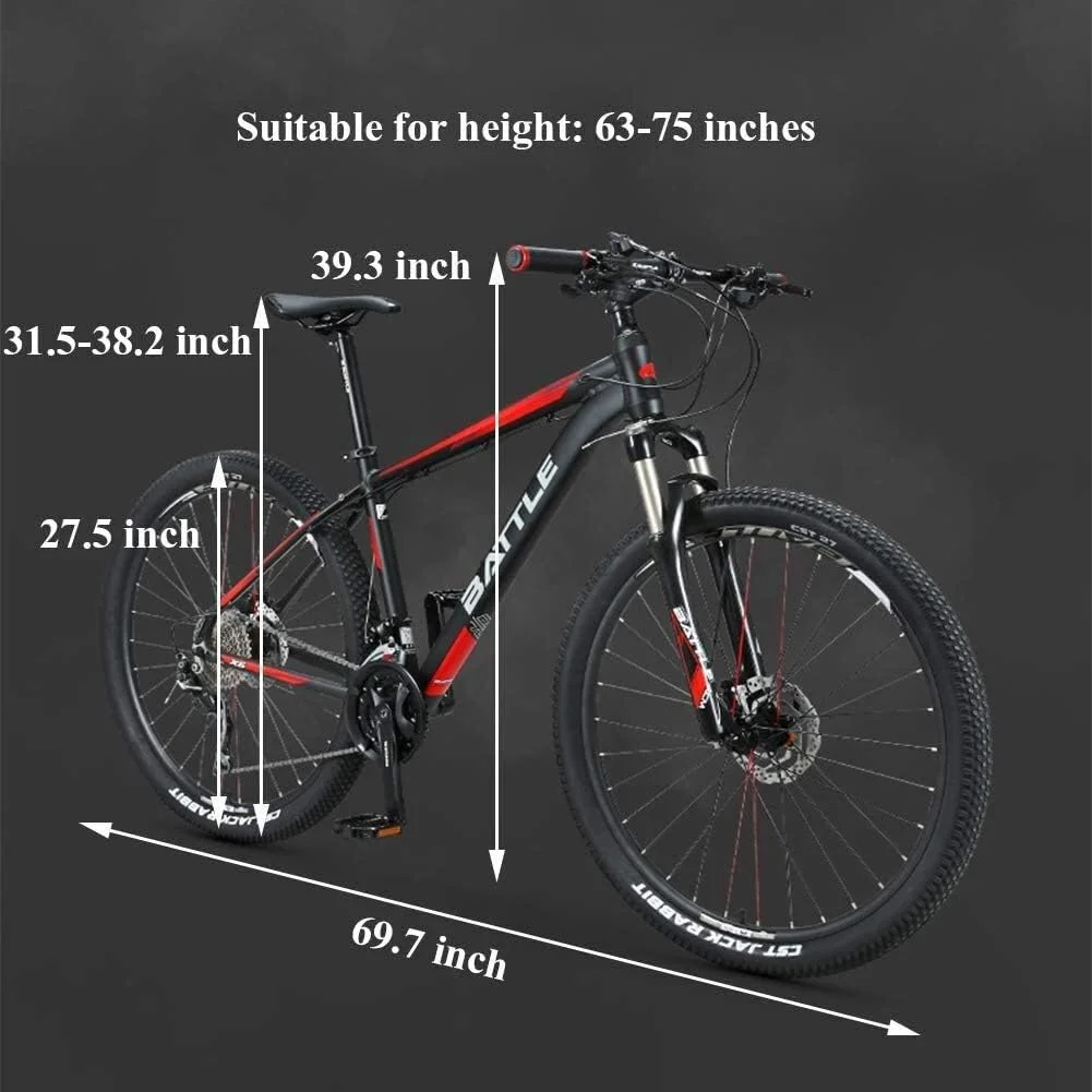 دوچرخه کوهستان ۲۷.۵ اینچی مردانه، دوچرخه کوهستان دنده ای با ترمز دیسکی دوبل، بدنه آلومینیومی، صندلی قابل تنظیم، قرمز، ۳۰ سرعته