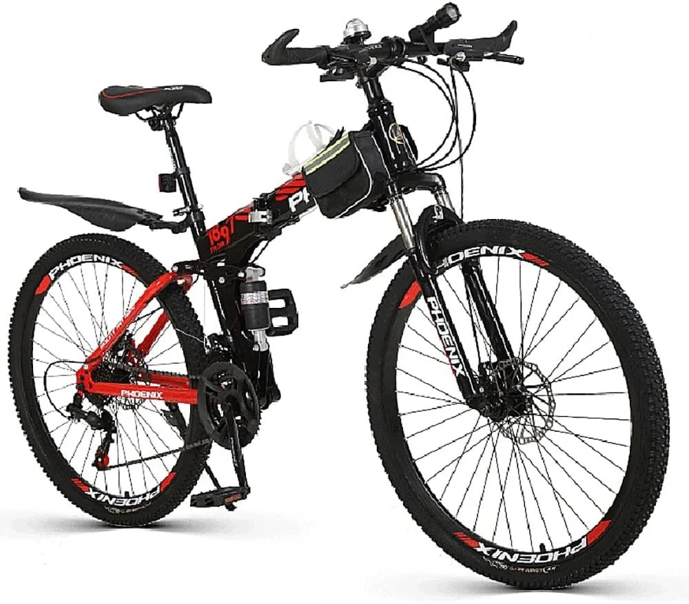 دوچرخه کوهستان 26 اینچی 21 سرعته تاشو با فریم فولادی کربنی و ترمز دیسکی دوبل، دوچرخه کوهستان 24/27 سرعته هاردتیل با صندلی قابل تنظیم