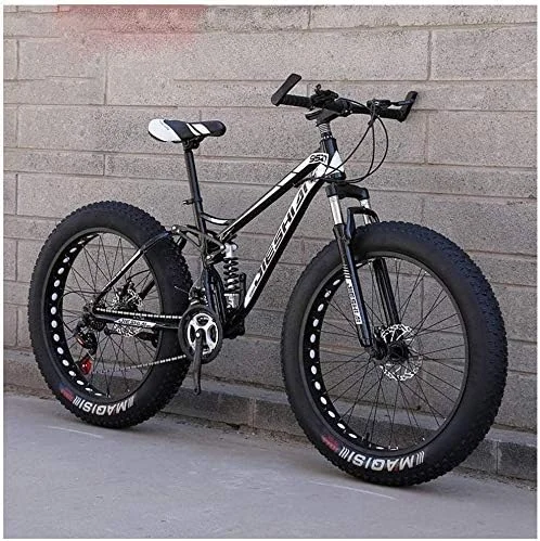 دوچرخه کوهستان تایر پهن با سیستم تعلیق دوگانه، بدنه فولادی کربنی، مناسب تمام سطوح، 26 اینچ با 7/21/24/27 دنده