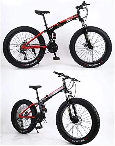 دوچرخه کوهستان تاشو ساحلی 26 اینچی 24 دنده، مناسب مسیرهای کوهستانی، تمام سطوح، فولاد کربنی با لاستیک پهن، ترمز دیسکی دوبل و سیستم تعلیق دوگانه