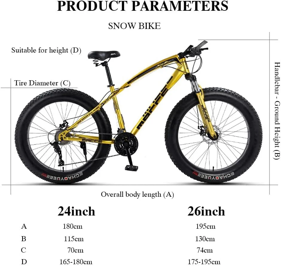 دوچرخه کوهستان چرخ پهن 24/26 اینچی با دنده های 7/21/24/27/30 سرعته مناسب بزرگسالان، دوچرخه کوهستانی تریل با فریم فولادی کربنی، سیستم تعلیق دوگانه و ترمز دیسکی دوبل