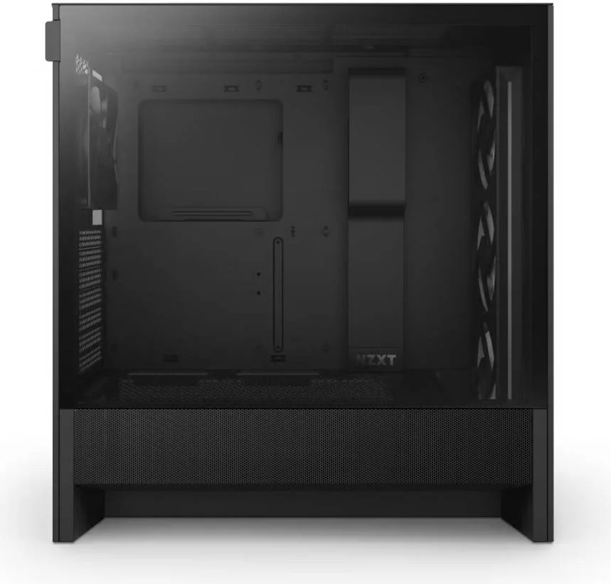 کیس مید تاور ATX جمع و جور NZXT H5 Flow RGB Edition با جریان هوای عالی، دارای 1 فن F360 RGB Core و 1 فن F120Q از پیش نصب شده، جنس بدنه فولاد SGCC و شیشه حرارت دیده تیره، رنگ مشکی | CC-H52FB-R1