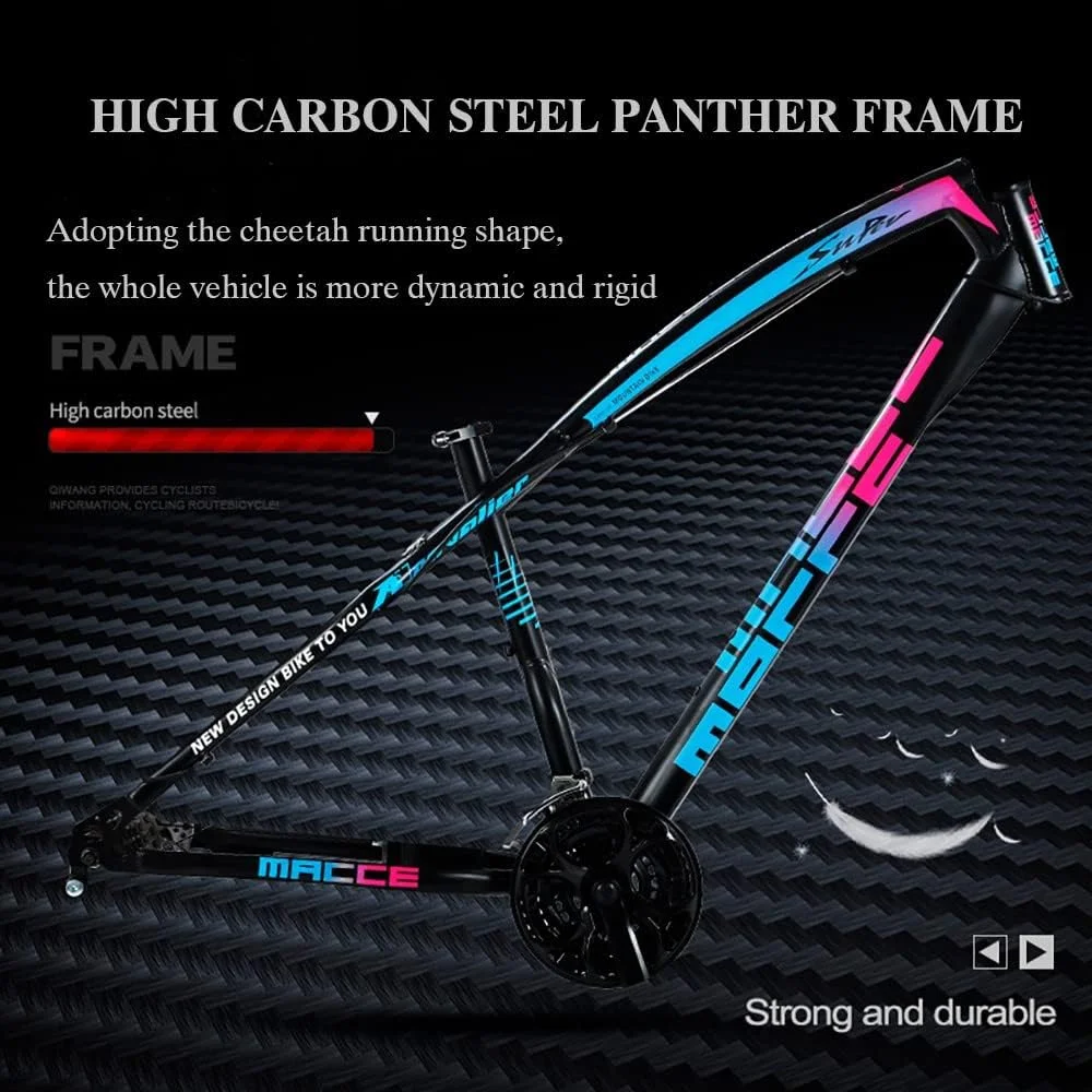 دوچرخه کوهستان با چرخ‌های ضخیم 24/26 اینچی، 7/21/24/27/30 سرعته، مناسب بزرگسالان، دوچرخه کوهستانی با لاستیک پهن، مناسب مسیرهای کوهستانی، دوچرخه کوهستان مردانه بزرگسال، دارای فریم فولادی کربنی، سیستم تعلیق دوگانه و ترمز دیسکی دوبل