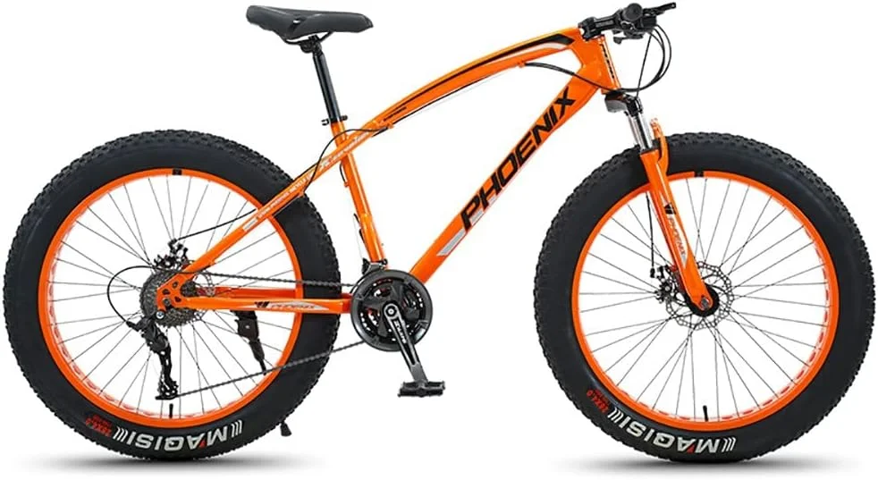 دوچرخه کوهستان با لاستیک پهن 4.0 اینچی، مناسب بزرگسالان، دوچرخه تریل کوهستانی با 21/24/27/30 دنده، بدنه فولادی کربنی با استحکام بالا، سیستم تعلیق کامل، ترمز دیسکی دوگانه برای آقایان و بانوان