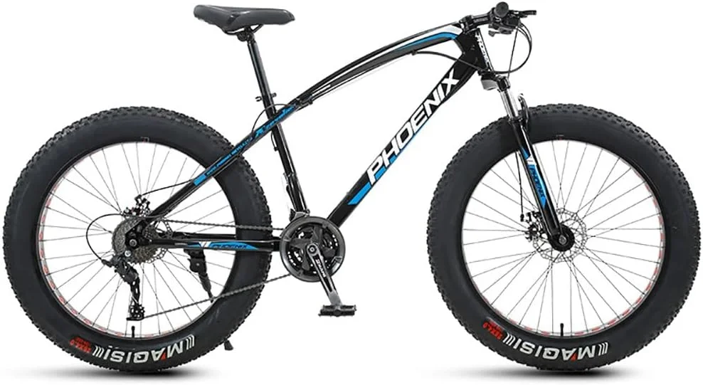 دوچرخه کوهستان با لاستیک پهن 4.0 اینچی، مناسب بزرگسالان، دوچرخه تریل کوهستانی با 21/24/27/30 دنده، دارای فریم فولادی کربنی با سیستم تعلیق کامل و ترمز دیسکی دوبل برای آقایان و بانوان