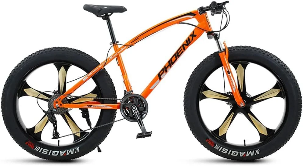 دوچرخه کوهستانی 26 اینچی با 21/24/27/30 دنده، دوچرخه تایر پهن مناسب بزرگسالان، دوچرخه کوهستانی با فریم فولادی کربنی، سیستم تعلیق دوبل و ترمز دیسکی دوبل، چرخ ضخیم 4.0 اینچی