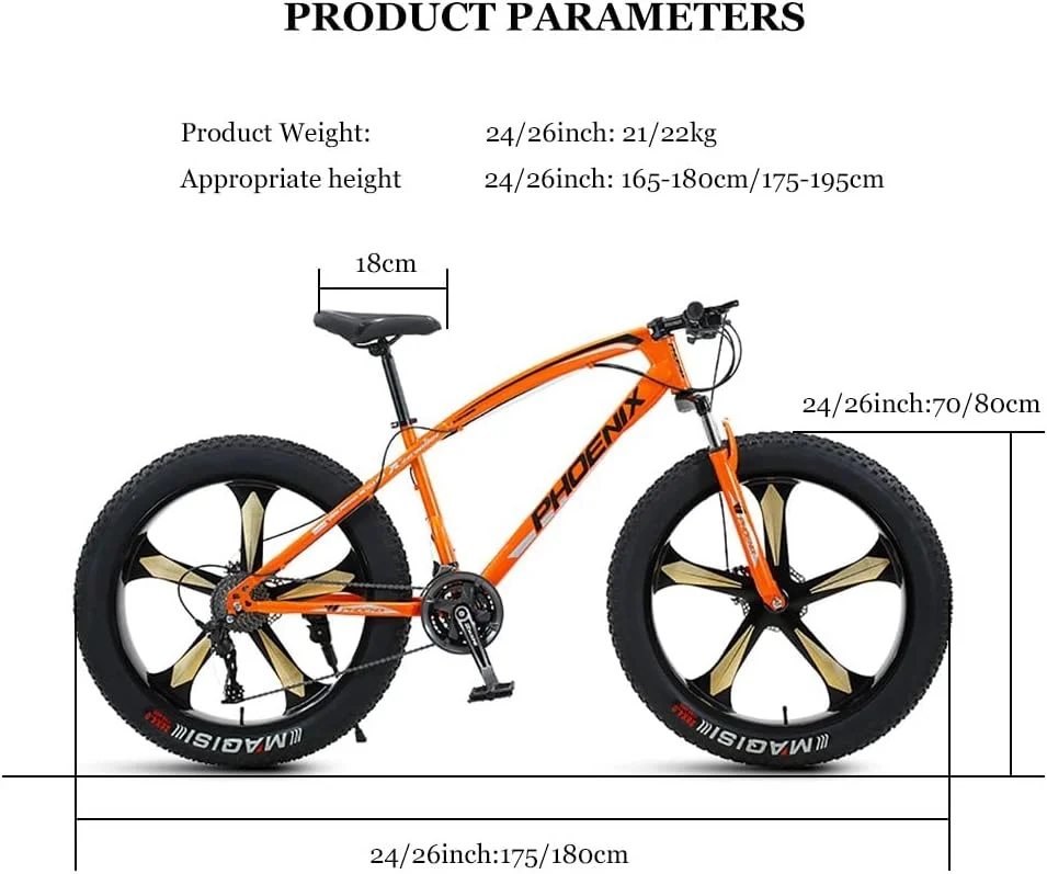 دوچرخه کوهستانی 26 اینچی با 21/24/27/30 دنده، دوچرخه تایر پهن مناسب بزرگسالان، دوچرخه کوهستانی با فریم فولادی کربنی، سیستم تعلیق دوبل و ترمز دیسکی دوبل، چرخ ضخیم 4.0 اینچی