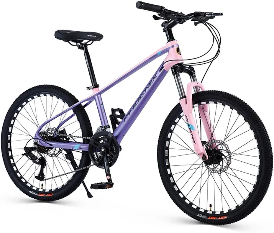دوچرخه کوهستان 24 اینچی با فریم آلیاژ آلومینیوم و 24/27 دنده، دوچرخه کوهستان هاردتیل با قفل هیدرولیک و طراحی کابل مخفی، ترمز دیسکی دوگانه برای بزرگسالان