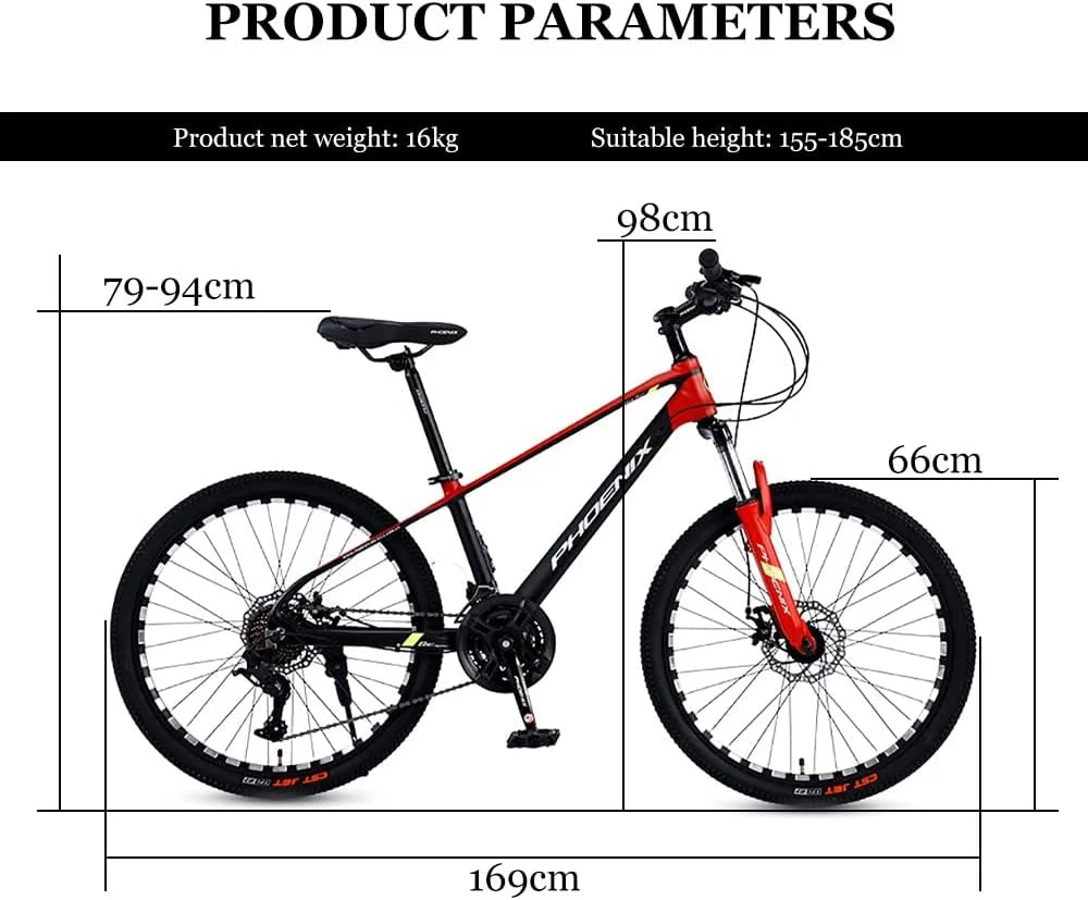 دوچرخه کوهستان 24 اینچی با فریم آلیاژ آلومینیوم و 24/27 دنده، دوچرخه کوهستان هاردتیل با قفل هیدرولیک و طراحی کابل مخفی، ترمز دیسکی دوگانه برای بزرگسالان