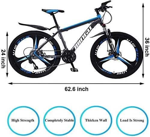 دوچرخه کوهستانی 24 اینچی مردانه و زنانه با بدنه فولاد کربنی و سیستم دنده 30 سرعته، مناسب برای تمام سطوح با ترمز دیسکی دوگانه و 21 دنده