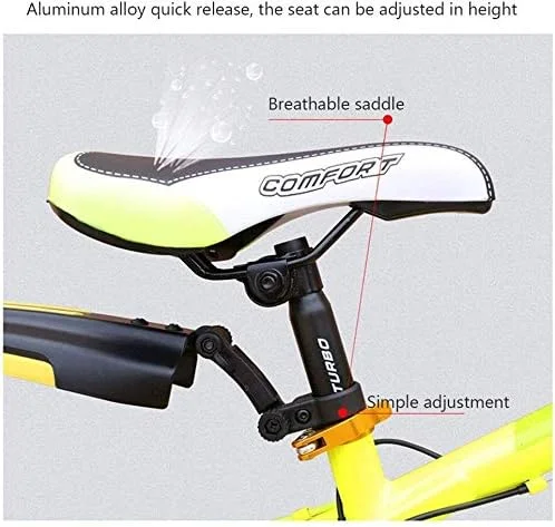 دوچرخه کوهستانی 18 اینچی کمک فنردار مناسب فضای باز برای پسران/دختران، فولاد کربنی سخت، پدال های ضد لغزش، لاستیک های ضخیم ضد لغزش، طراحی فریم منحنی