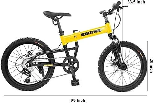 دوچرخه کوهستانی تاشو کودکانه سایز 20 اینچ با 6 دنده و ترمز دیسکی، سبک وزن با فریم آلیاژ آلومینیوم