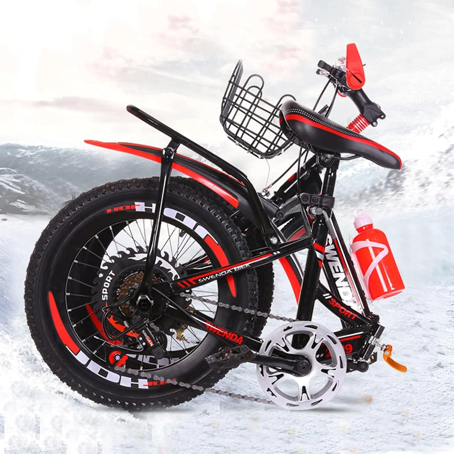 دوچرخه کوهستانی تاشو 18 اینچی برای پسران و دختران، با قابلیت تنظیم ارتفاع صندلی، مناسب برای کودکان و بزرگسالان بالای 10 سال، ورزش های فضای باز (مشکی، 22 اینچ)