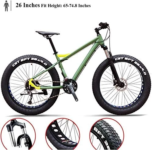 دوچرخه کوهستان حرفه ای 27 سرعته 26 اینچی با تایر پهن، بدنه آلومینیومی، سیستم تعلیق جلو، مناسب برای تمام سطوح