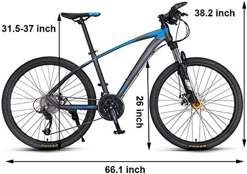 دوچرخه کوهستانی 26 اینچی 27 سرعته با ترمز دیسکی دوگانه، مناسب برای آقایان، بانوان و بزرگسالان، قابل استفاده در تمام مسیرها، با صندلی و فرمان قابل تنظیم