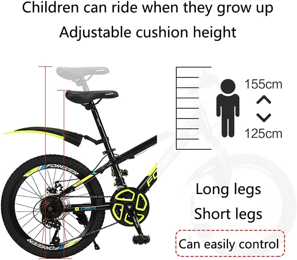 دوچرخه ۲۴ سرعته مناسب فضای باز با دوشاخ جلوی کمک‌فنر دار و زین قابل تنظیم برای کودکان، دانش‌آموزان و نوجوانان سایز ۲۰/۲۲ اینچ