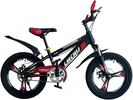 دوچرخه بچگانه، سایز 22 اینچ، تک سرعته، فریم فولادی کربنی، چرخ های آلیاژی، ترمزهای دیسکی دوبل، سیستم تعلیق جلو، طراحی شیک - مشکی/قرمز
