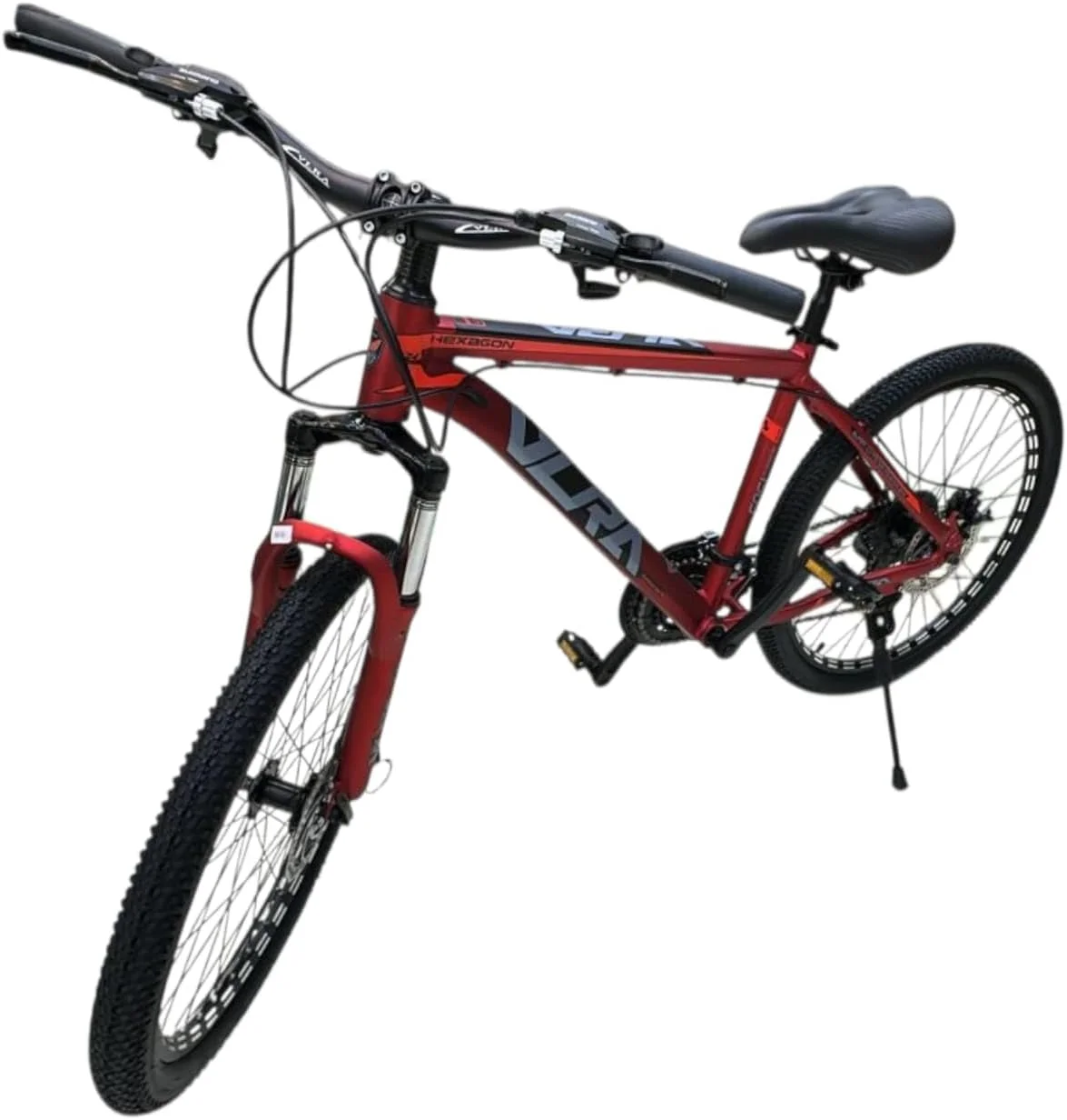 دوچرخه کوهستانی آلومینیومی ۲۴ اینچی - دوچرخه ۲۴ سرعته با سیستم تعلیق جلو، دسته دنده انگشتی و فریم آلیاژی سبک وزن برای آقایان و بانوان - رنگ قرمز