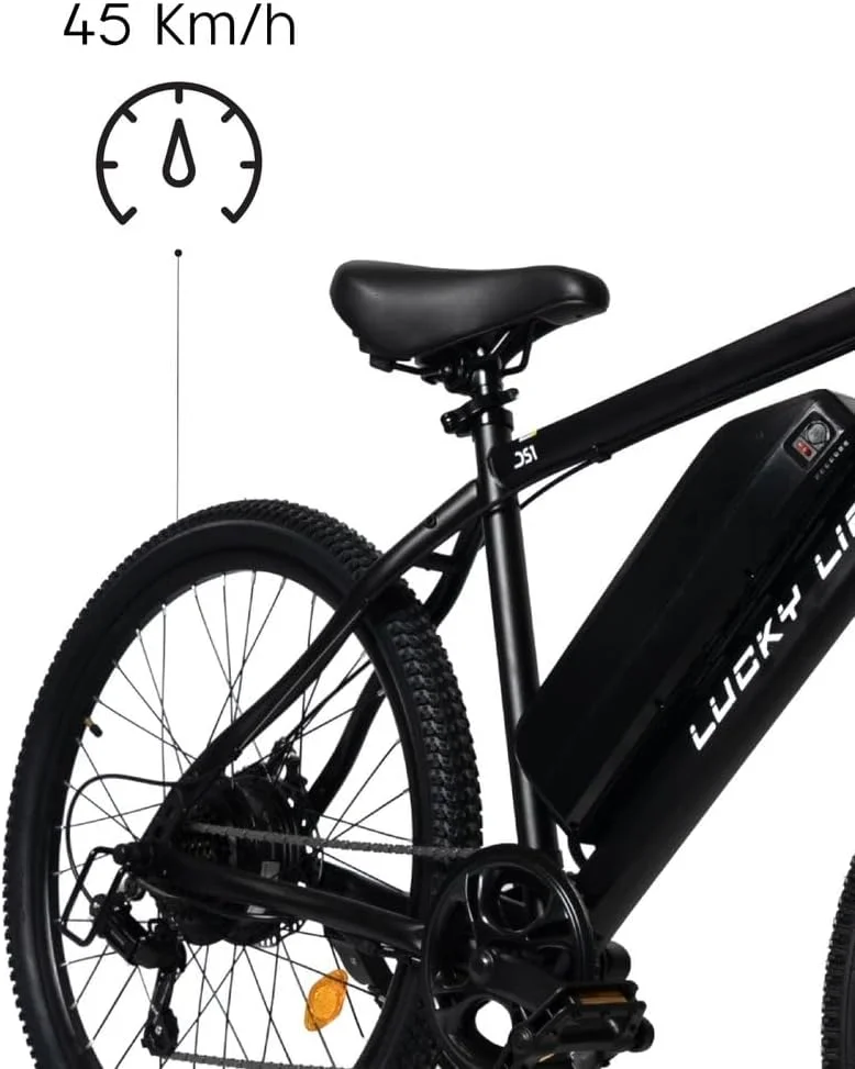 دوچرخه برقی DS01 برای بزرگسالان - موتور 500 وات (حداکثر 750 وات)، باتری 48 ولت 13 آمپر ساعت، سرعت 45 کیلومتر در ساعت، برد 45 کیلومتر، لاستیک 26 اینچی، فریم فولاد کربنی