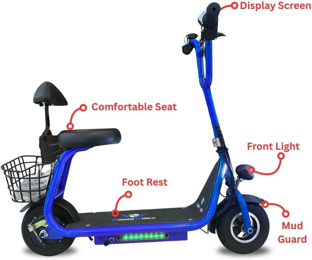مینی موتور برقی آبی رنگ Hm1 36V برای کودکان | موتور 250 واتی، سرعت 25 کیلومتر در ساعت و برد 4-7 کیلومتر | باتری 3.6 آمپر ساعتی، طراحی سبک وزن 12 کیلوگرمی، ظرفیت بار 70 کیلوگرمی - سواری سرگرم کننده و ایمن برای کودکان