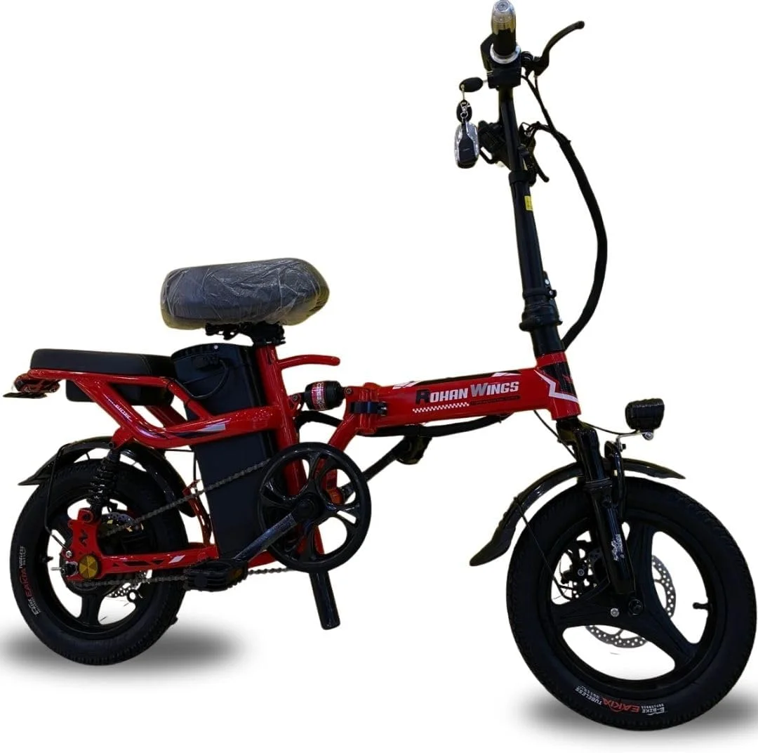 دوچرخه برقی بزرگسال مدل Kq 04 48V | موتور 450 واتی، سرعت 42 کیلومتر در ساعت و برد 25-37 کیلومتر | باتری 15 آمپر ساعتی، لاستیک های 14 اینچی با رینگ آلومینیومی، ظرفیت بار 180 کیلوگرم، بدنه مقاوم 32 کیلوگرمی دوچرخه برقی بزرگسال مدل Kq 04 48V | موتور 450 واتی، سرعت 42 کیلومتر در ساعت و برد 25-37 کیلومتر | باتری 15 آمپر ساعتی، لاستیک های 14 اینچی با رینگ آلومینیومی، ظرفیت بار 180 کیلوگرم، بدنه مقاوم 32 کیلوگرمی