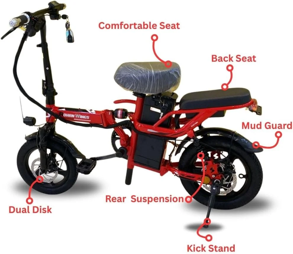 دوچرخه برقی بزرگسال مدل Kq 04 48V | موتور 450 واتی، سرعت 42 کیلومتر در ساعت و برد 25-37 کیلومتر | باتری 15 آمپر ساعتی، لاستیک های 14 اینچی با رینگ آلومینیومی، ظرفیت بار 180 کیلوگرم، بدنه مقاوم 32 کیلوگرمی دوچرخه برقی بزرگسال مدل Kq 04 48V | موتور 450 واتی، سرعت 42 کیلومتر در ساعت و برد 25-37 کیلومتر | باتری 15 آمپر ساعتی، لاستیک های 14 اینچی با رینگ آلومینیومی، ظرفیت بار 180 کیلوگرم، بدنه مقاوم 32 کیلوگرمی