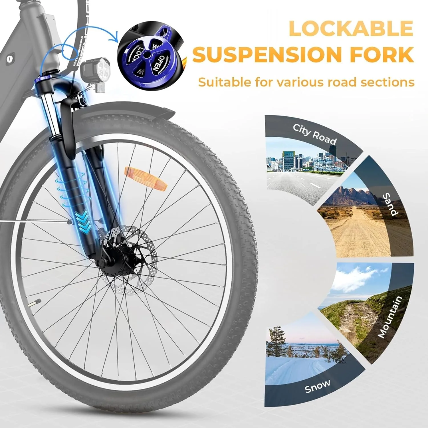 دوچرخه برقی WINDHORSE F2، موتور 350 وات، باتری جداشدنی 36 ولت 13 آمپر ساعت، حداکثر سرعت 32 کیلومتر در ساعت، برد 40-80 کیلومتر، لاستیک 26 اینچ، Shimano 7 سرعته، ترمزهای دیسکی دوگانه، سیستم تعلیق جلو، 3 حالت سواری