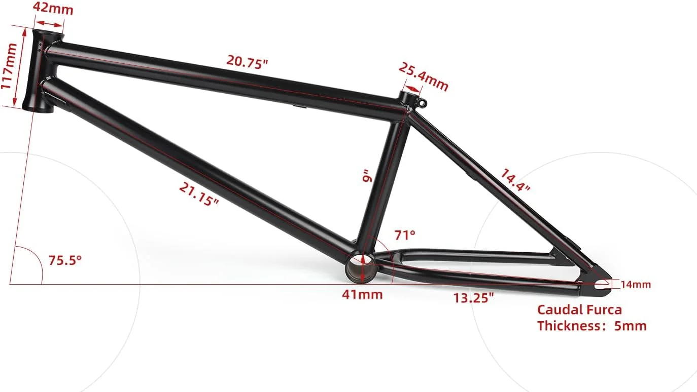 فریم دوچرخه BMX مدل BFA-01 سایز 20 اینچ، وزن تنها 2.6 کیلوگرم، MID BB