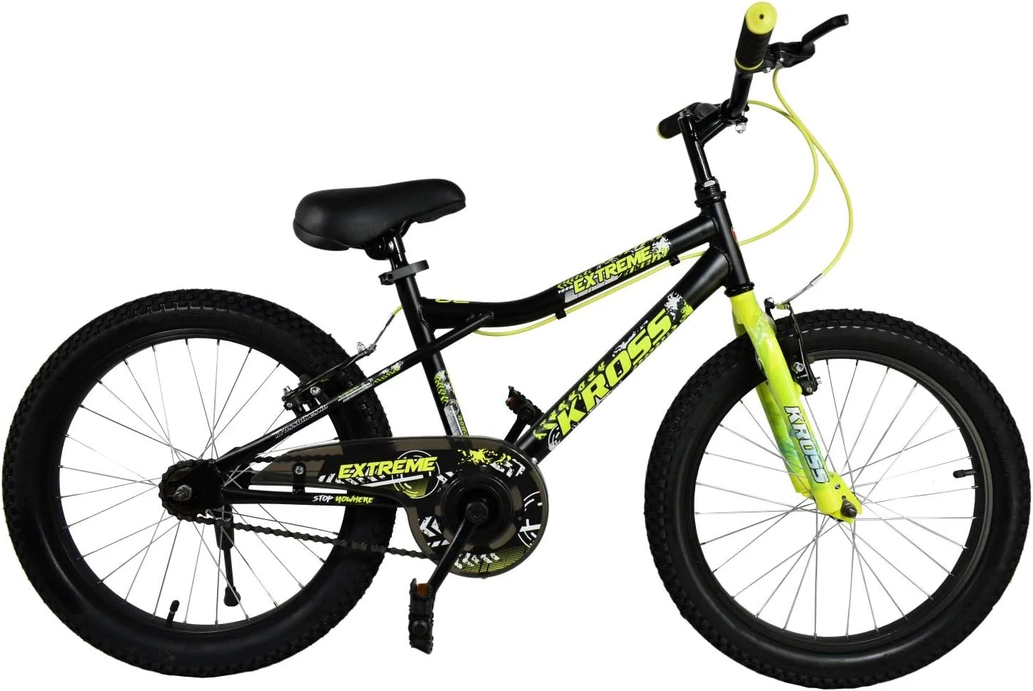 دوچرخه BMX کراس اکستریم 2.40 با فریم فولادی تک سرعته 20 اینچی برای کودکان 5 تا 8 سال (مشکی و زرد)