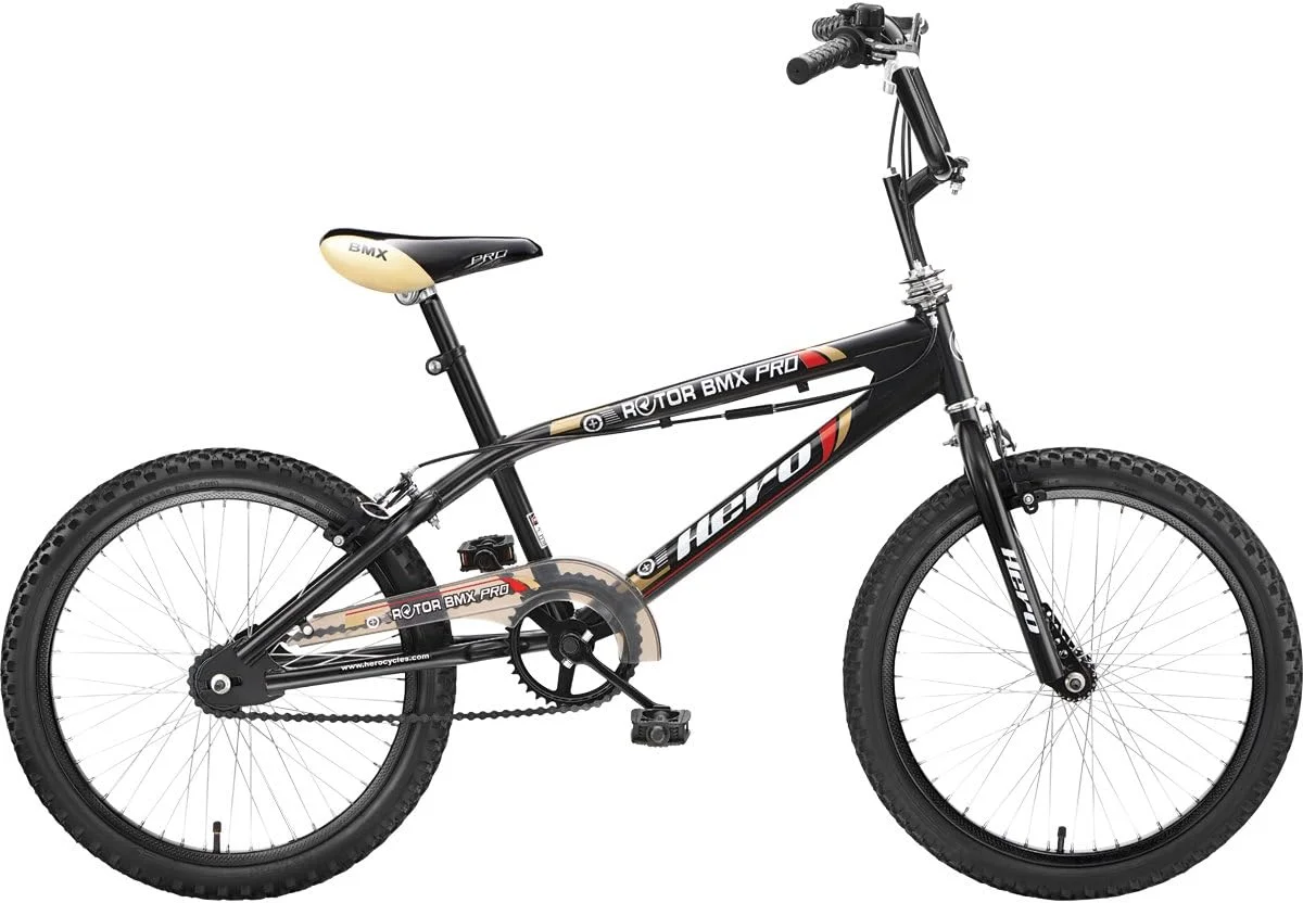 دوچرخه تک سرعته 20 اینچی هیرو روتور BMX Pro (مشکی) با فریم فولادی 13.5 اینچی، ایده آل برای نوجوانان، بدنه مقاوم