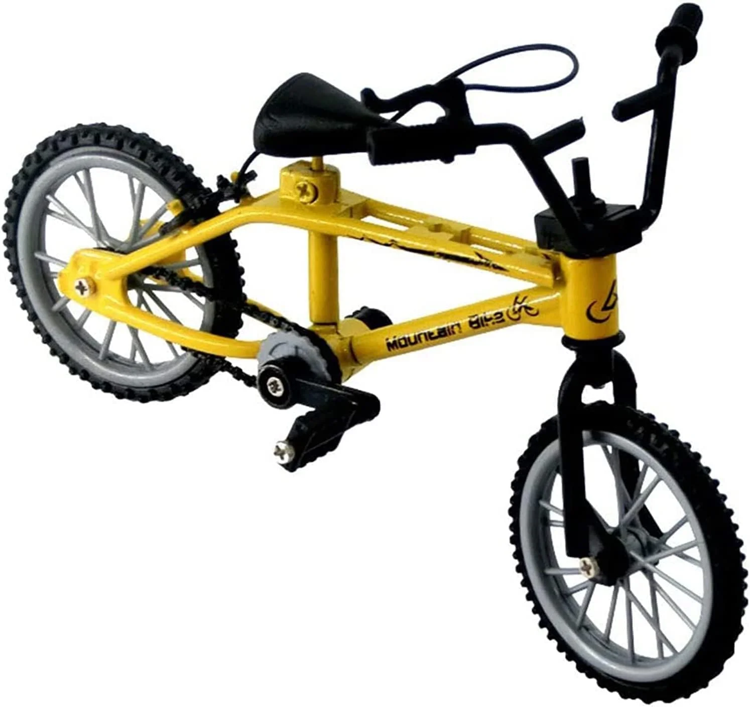 دوچرخه انگشتی تک دک، اسباب بازی دوچرخه برای پسران، کودکان، مدل چرخ BMX، اسباب بازی مینی دوچرخه انگشتی آلیاژی، مدل مینیاتوری دوچرخه MTB، مینی دوچرخه کوهستانی انگشتی (زرد)