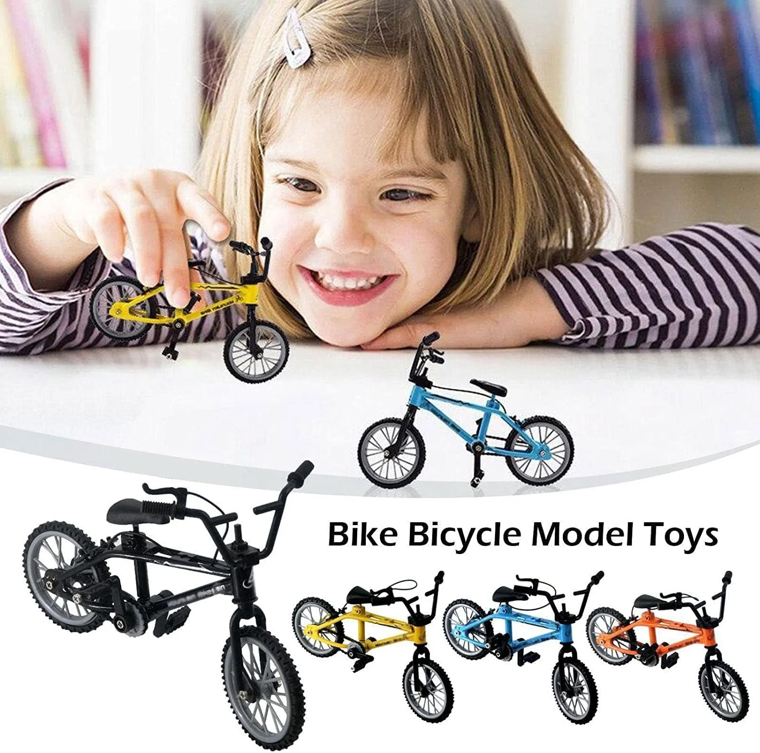 دوچرخه انگشتی تک دک، اسباب بازی دوچرخه برای پسران، کودکان، مدل چرخ BMX، اسباب بازی مینی دوچرخه انگشتی آلیاژی، مدل مینیاتوری دوچرخه MTB، مینی دوچرخه کوهستانی انگشتی (زرد)