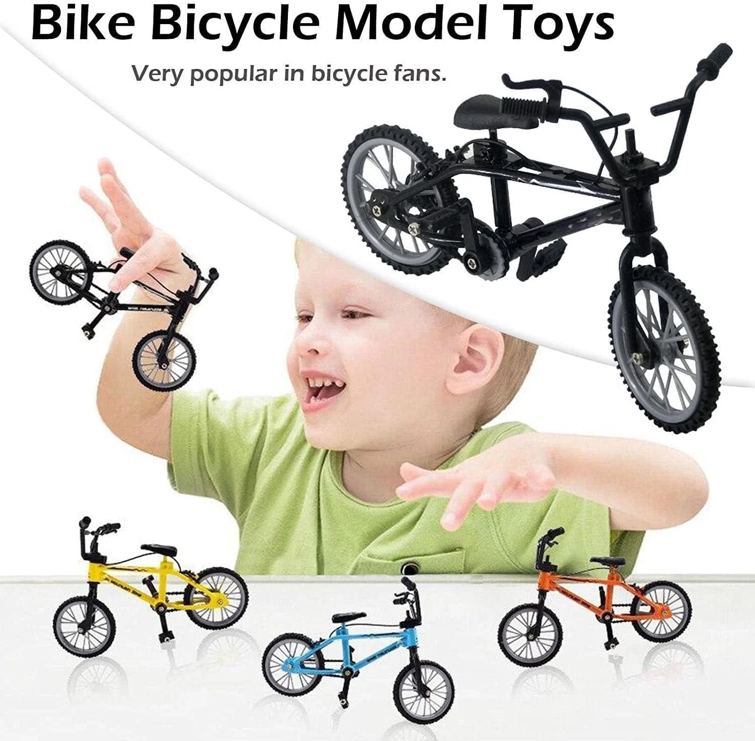 دوچرخه انگشتی تک دک، اسباب بازی دوچرخه برای پسران، کودکان، مدل چرخ BMX، اسباب بازی مینی دوچرخه انگشتی آلیاژی، مدل مینیاتوری دوچرخه MTB، مینی دوچرخه کوهستانی انگشتی (زرد)