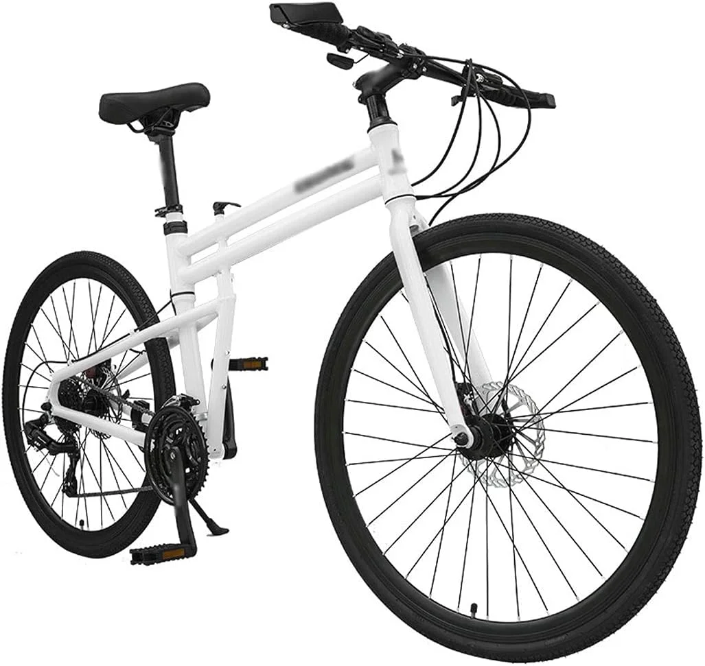 دوچرخه تاشو بزرگسال با سرعت متغیر، ترمز دیسکی هیدرولیک، مناسب شهر، چرخ 24/26 اینچی، آلیاژ آلومینیوم ضد زنگ (سفید، 27_26)