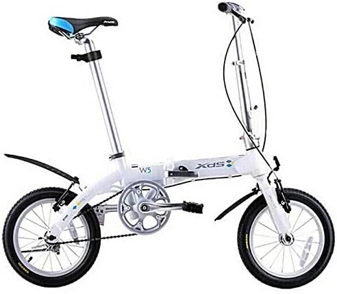 دوچرخه تاشو تک سرعته مینی 14 اینچی شهری ساده و شیک با گلگیر جلو و عقب (رنگ: سفید)