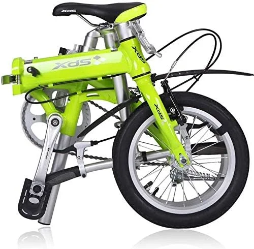 دوچرخه تاشو تک سرعته 14 اینچی ساده و شیک مناسب آقایان و بانوان، دوچرخه شهری تاشو و جمع و جور با گلگیر جلو و عقب (رنگ: زرد)