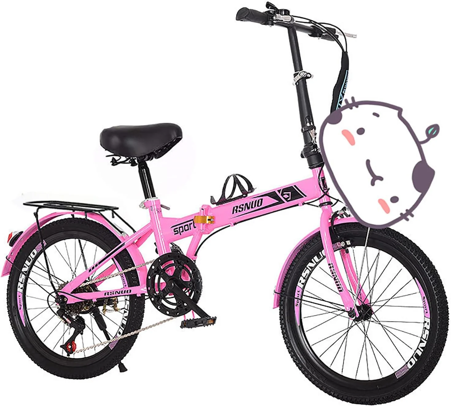 دوچرخه تاشو 20 اینچی شیک و ساده با 6 دنده و قابلیت تنظیم - صورتی