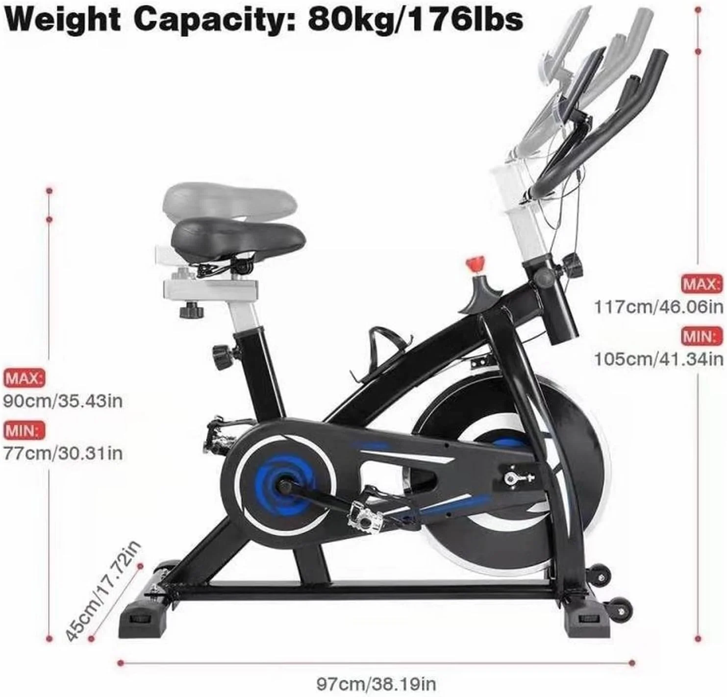دوچرخه ورزشی غزل، دوچرخه با تسمه محرک برای ورزش قابل تنظیم با صفحه نمایش دیجیتال، مناسب تمرینات ورزشی در خانه