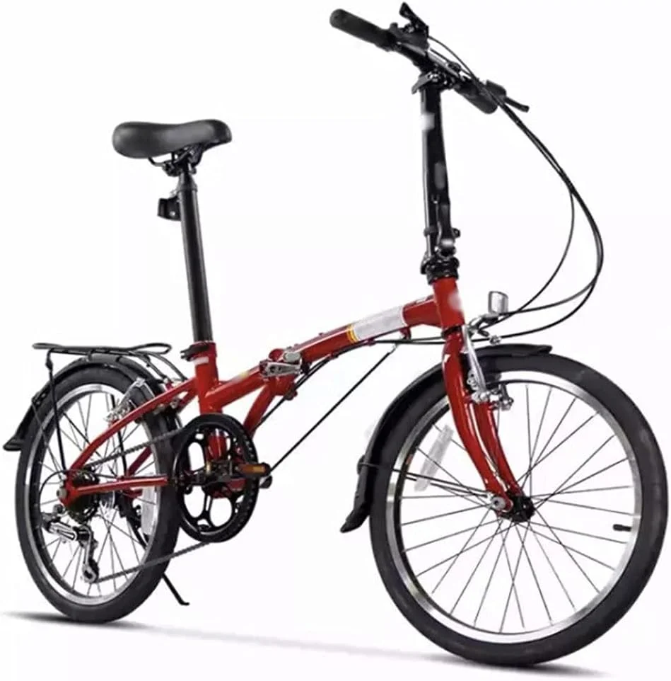 دوچرخه تاشو با فریم فولاد کربنی، 6 دنده، ترمز V، دارای باربند عقب و گلگیر مناسب رفت و آمد و دوچرخه سواری در فضای باز