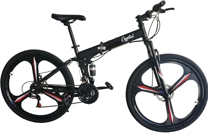 دوچرخه تاشو 27.5 اینچی، 21 دنده، سیستم تعلیق دوبل، رینگ آلیاژی - دوچرخه کوهستان رنگ: مشکی