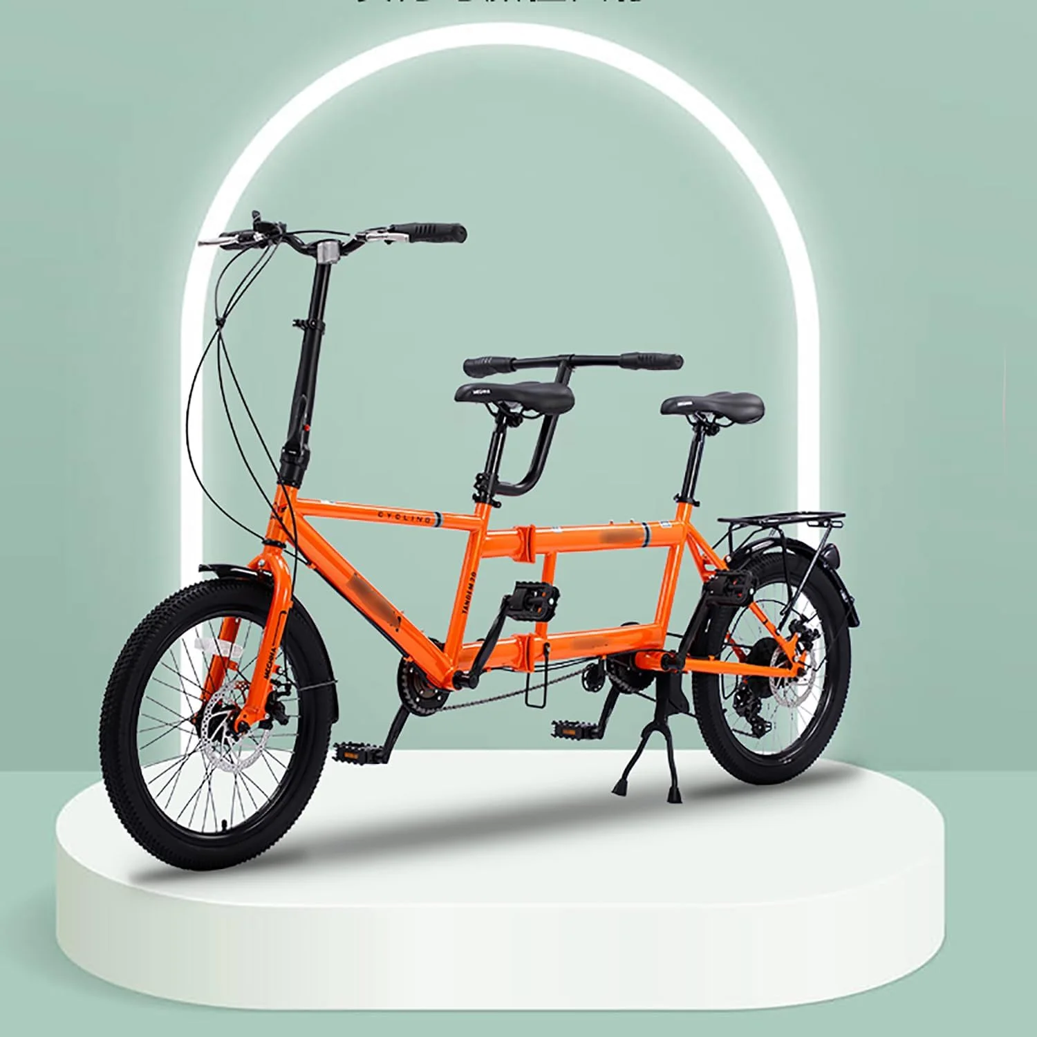 دوچرخه تاندم تاشو، دوچرخه های تاندم شهری تاشو 20 اینچی، دوچرخه ساحلی بزرگسالان با 7 دنده قابل تنظیم، 2 نفره، ترمز دیسکی جهانی، دوچرخه های مسافرتی تفریحی زوج