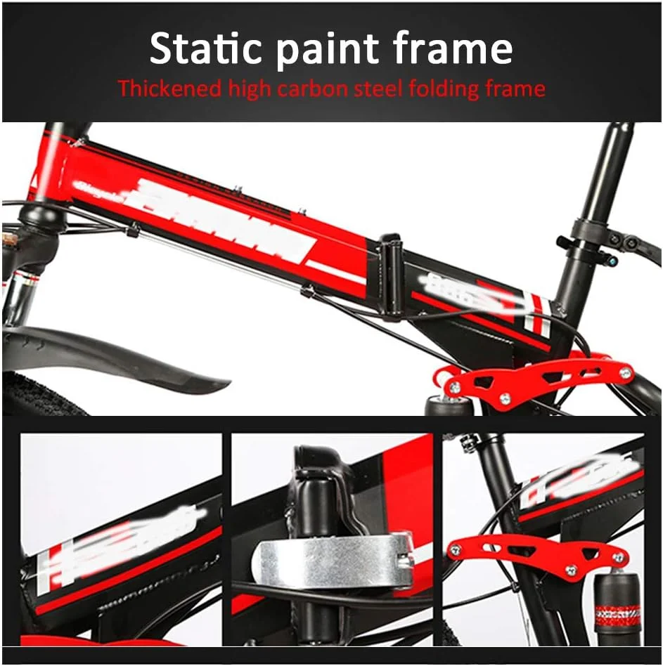 دوچرخه کوهستانی تاشو بزرگسال، 26 اینچ با سیستم جذب شوک دوبل، ماشین مسابقه ای با سرعت متغیر مناسب برای جاده های ناهموار، دوچرخه سریع برای مردان و زنان 21/24/27/30 سرعته، پره دار